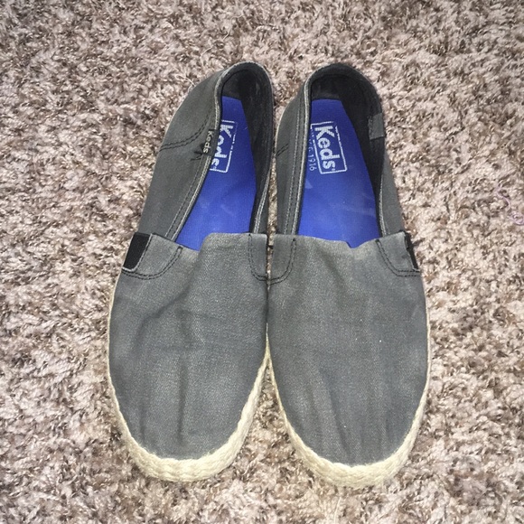 keds gray slip ons